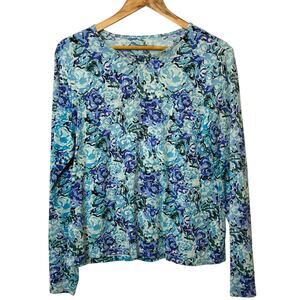 Lands' End Size Large Crew Neck Long Sleeve Rash Guard UPF 50 Sun Protection